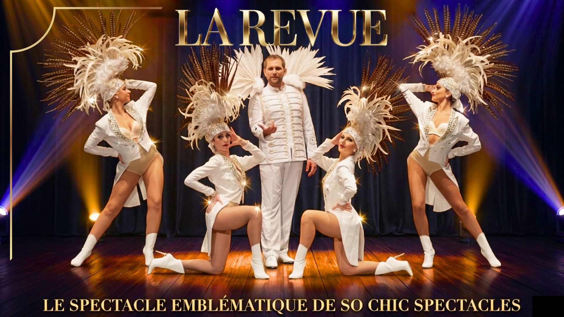 Visuel de la troupe de cabaret So Chic Spectacles. Spectacle la Revue. Le spectacle emblématique de chez So Chic. Photo principale de la revue cabaret